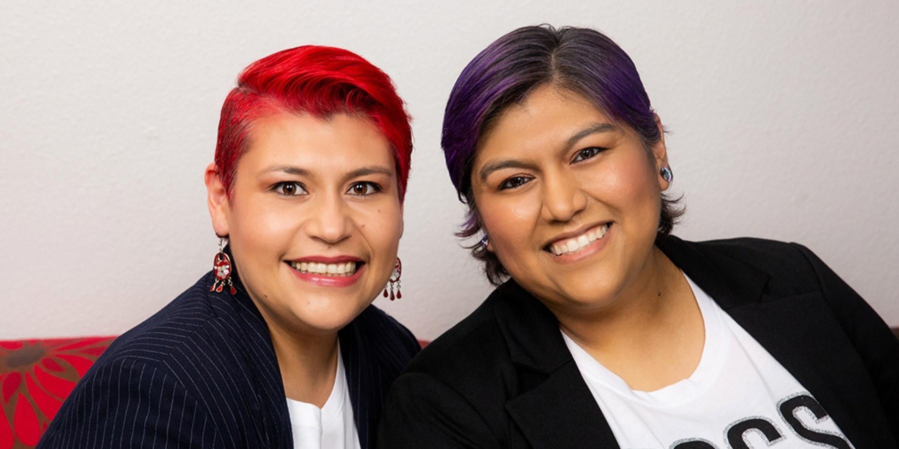 Juliana Ramirez, a WEV client, donor, instructor, and volunteer poses with her sister, Natalia at their business, JR Bookkeeping